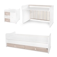 Bed MiniMAX NEW white+amber Variant A /teen bed; study desk; cupboard/